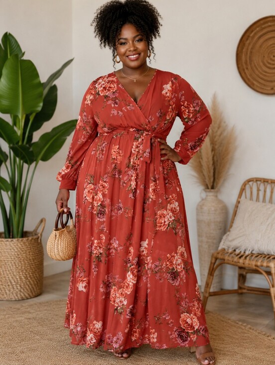 Baltic Born Dresses & Skirts - Baltic Born Lydia Maxi Dress Rust Floral Women XXXL